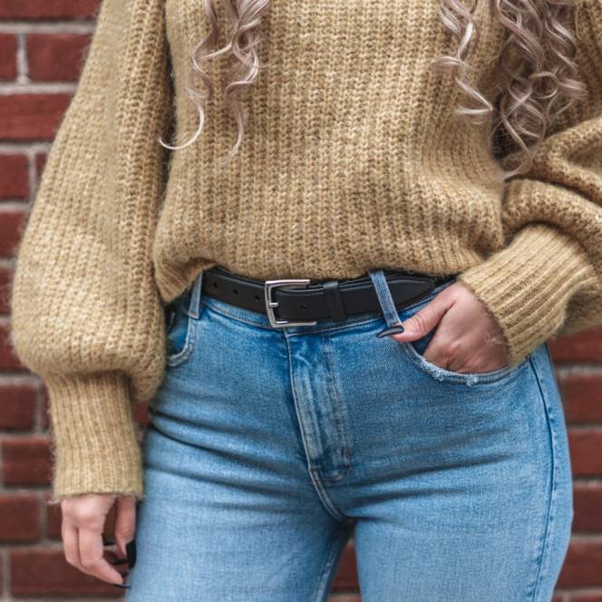 Thursday Boots κλασική δερμάτινη ζώνη γυναίκες H20P468 αξεσουάρ μαύρος