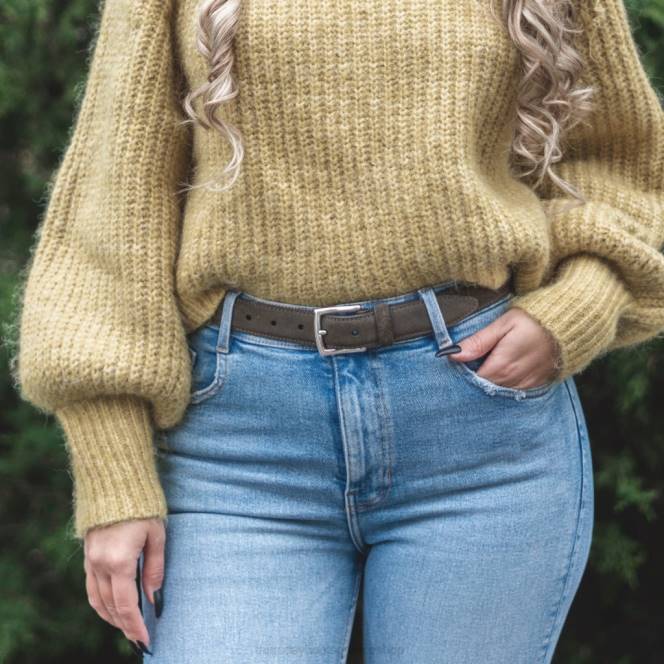 Thursday Boots κλασική δερμάτινη ζώνη γυναίκες H20P470 αξεσουάρ σουέτ σκούρου ελιάς