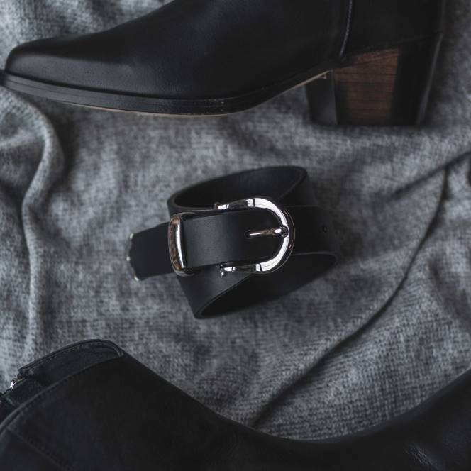 Thursday Boots δυτική δερμάτινη ζώνη γυναίκες H20P471 αξεσουάρ μαύρος