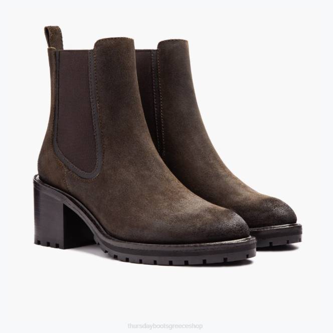Thursday Boots ρίχνω αναίσθητο γυναίκες H20P343 παπούτσια σουέτ σκούρου ελιάς
