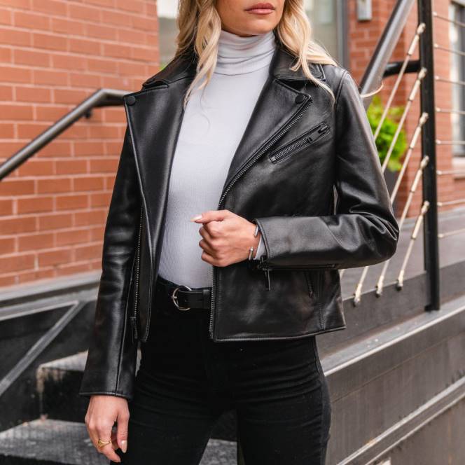 Thursday Boots μπουφάν μοτοσικλέτας γυναίκες H20P500 ρούχα μαύρος