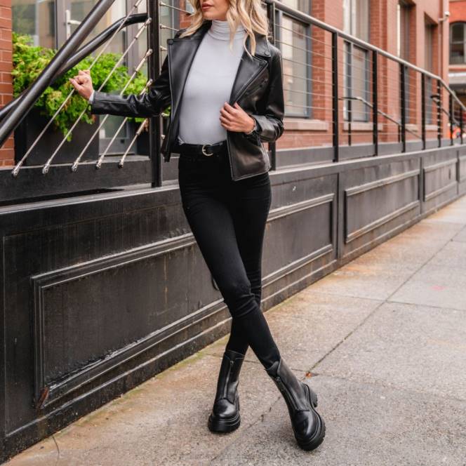 Thursday Boots μπουφάν μοτοσικλέτας γυναίκες H20P500 ρούχα μαύρος