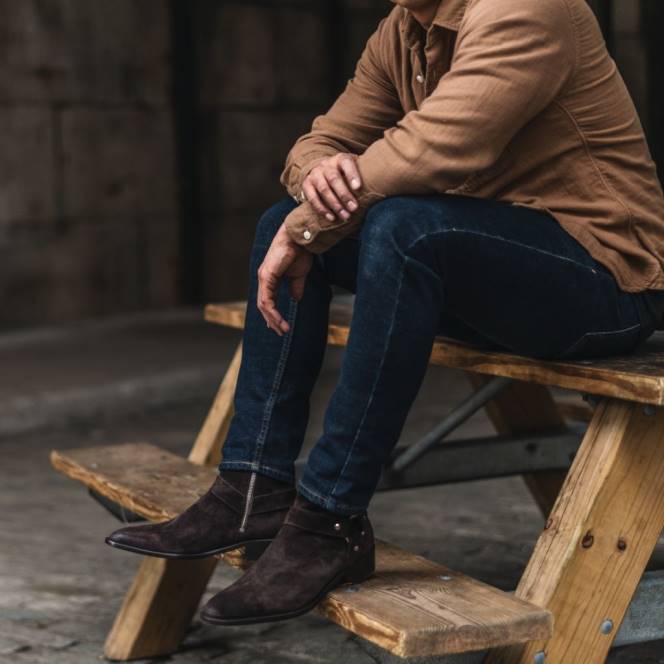 Thursday Boots ιπποσκευή άνδρες H20P91 παπούτσια σκούρο καφέ σουέτ